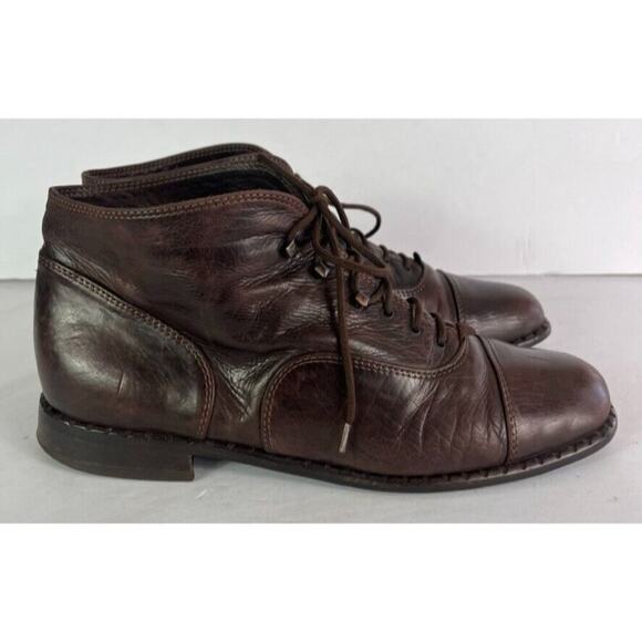 Everybody Boots Womens 9 Brown Made In Italy Leather Upper & Lining Lace Up Cap - Picture 1 of 16
